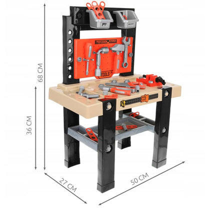 Banc de Lucru Jucarie pentru Copii cu Scule si Accesorii din Plastic, 65 de Piese pentru Atelier
