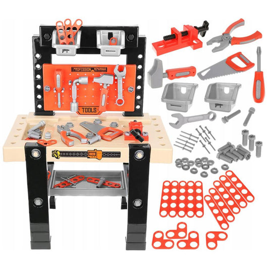Banc de Lucru Jucarie pentru Copii cu Scule si Accesorii din Plastic, 65 de Piese pentru Atelier
