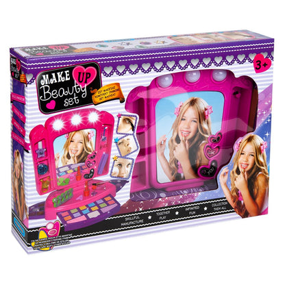 Set Masuta De Machiaj pentru Fetite, Oglinda Cu Lumini Si Accesorii, 50 x 9 x 35