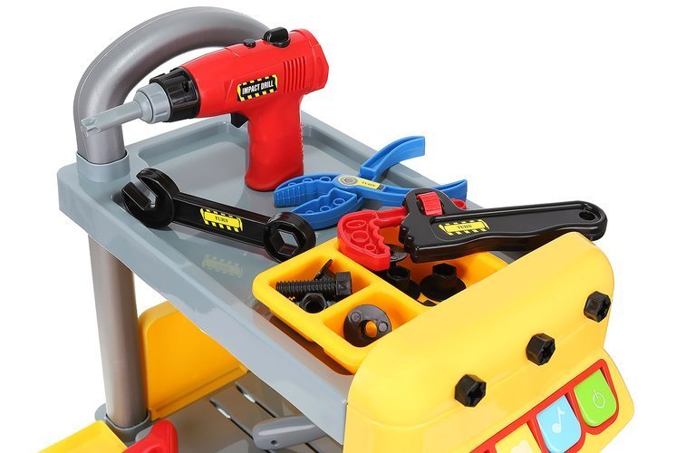 Carucior de scule pentru copii OM Market, 38 piese, Plastic, Multicolor, 3 ani+