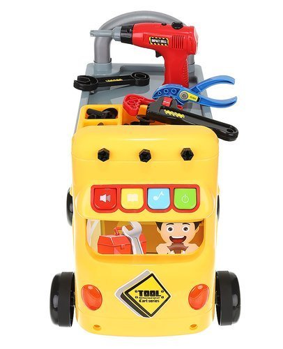 Carucior de scule pentru copii OM Market, 38 piese, Plastic, Multicolor, 3 ani+