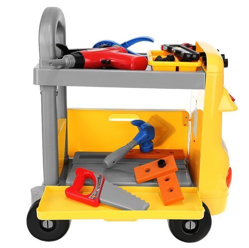 Carucior de scule pentru copii OM Market, 38 piese, Plastic, Multicolor, 3 ani+