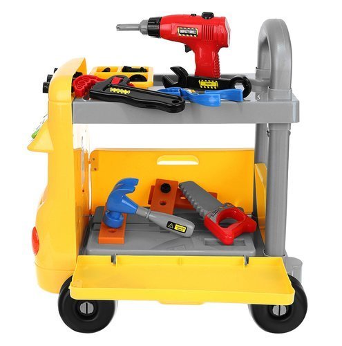 Carucior de scule pentru copii OM Market, 38 piese, Plastic, Multicolor, 3 ani+