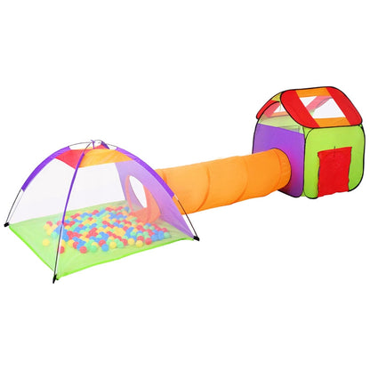 Ansamblu corturi 3 in 1 pentru copii - cort casuta, iglu si tunel, 200 bile