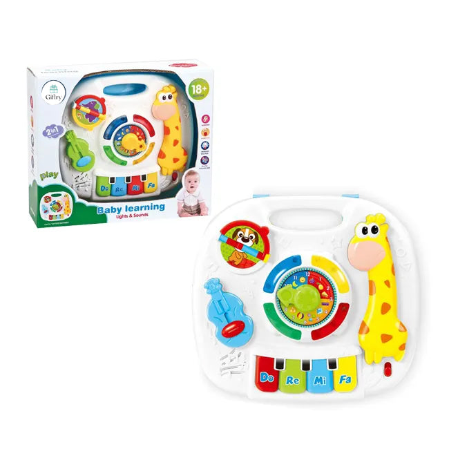 Masuta de activitati Toy Box, centru multifunctional, pian cu lumini si sunete, interactiv si educativ, cadou baieti si fete, 1+, multicolor