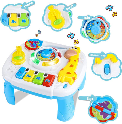 Masuta de activitati Toy Box, centru multifunctional, pian cu lumini si sunete, interactiv si educativ, cadou baieti si fete, 1+, multicolor