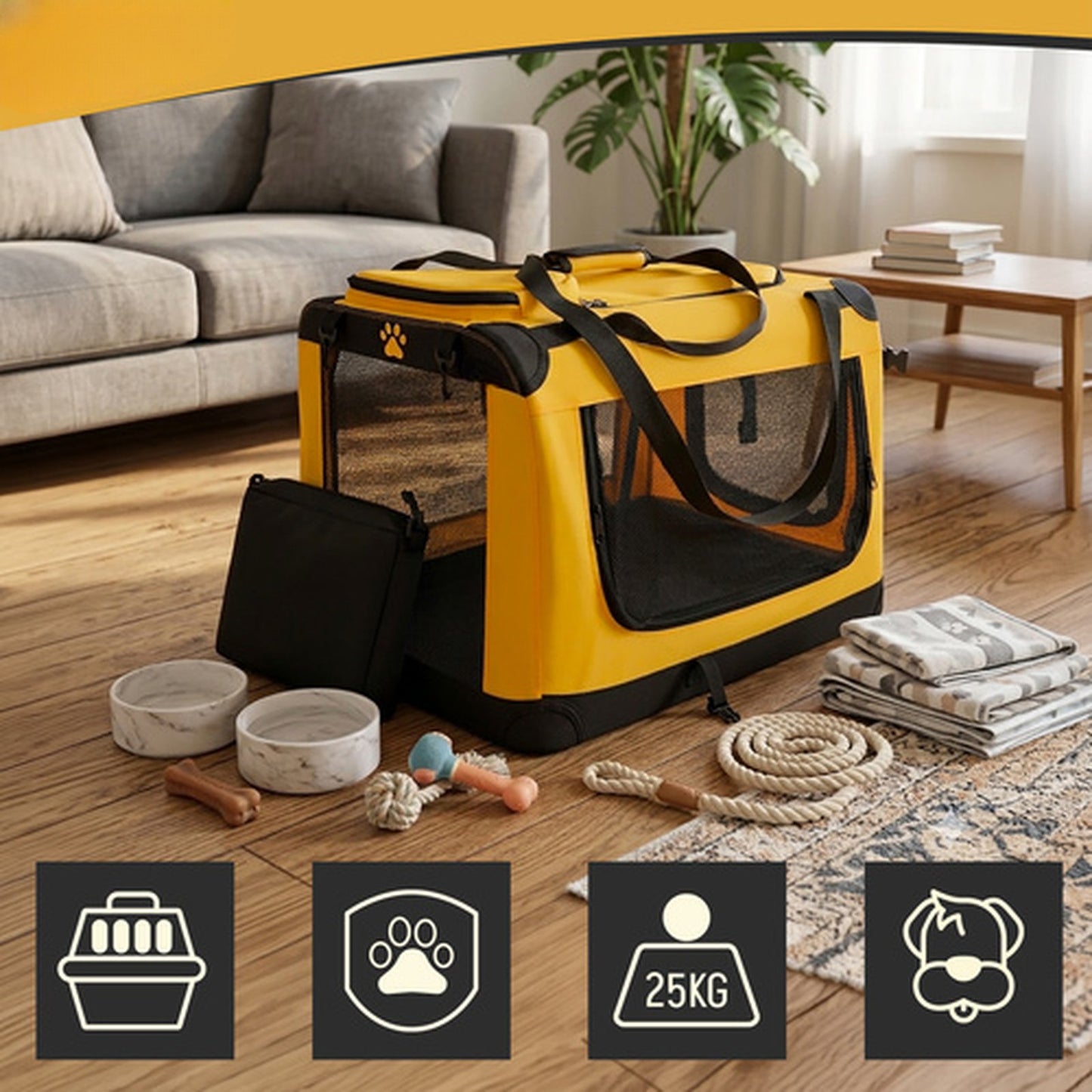 Geanta pliabila pentru transport animale idealSTORE, Dimensiune 60x42x44 cm