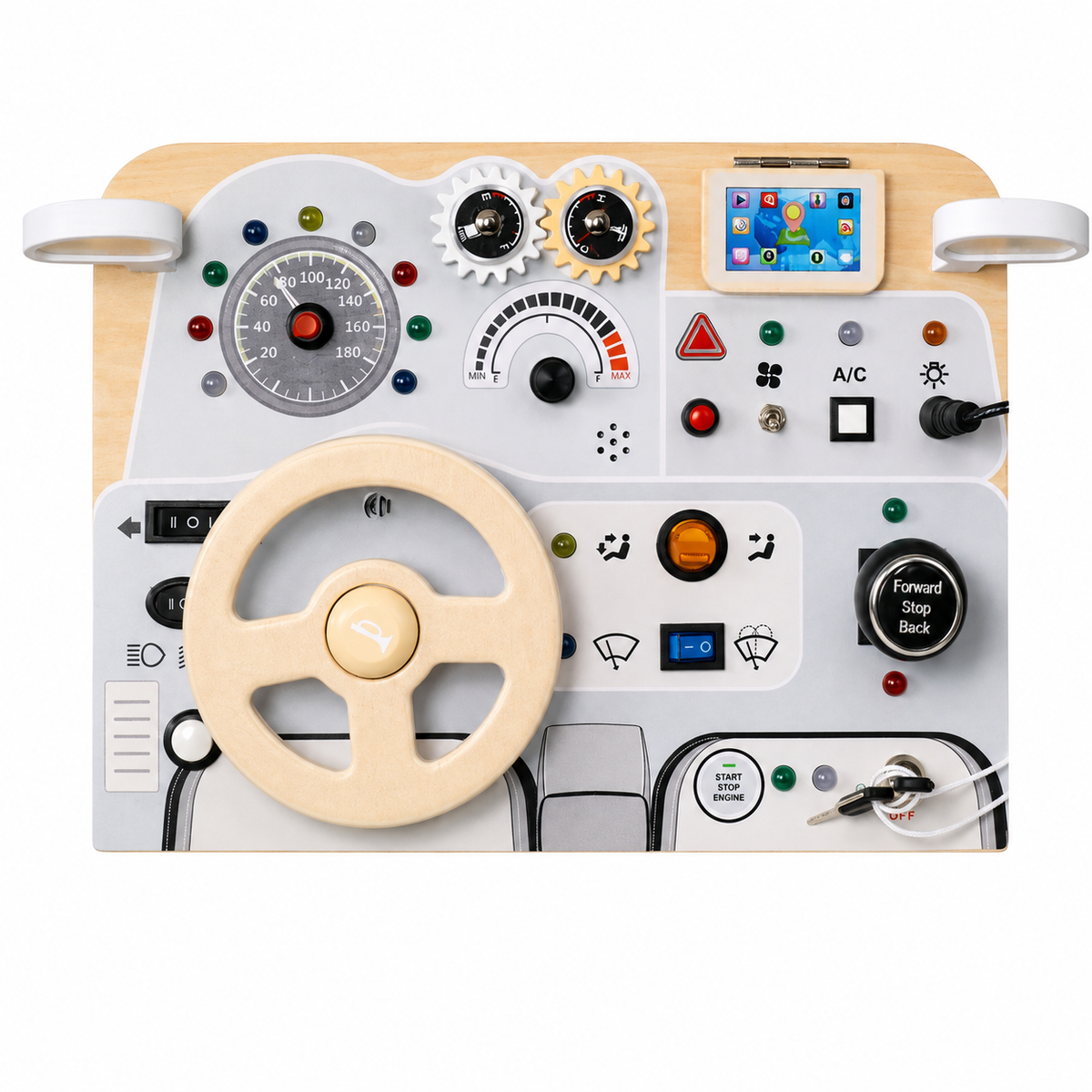 Panou interactiv auto din lemn idealSTORE, Dimensiune 29, 5 x 22 x 4 cm, Efecte sonore incorporate