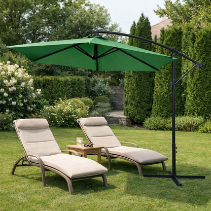 Umbrela de Gradina idealSTORE GreenGarden, Deschidere 300 cm, Pliabila, Cadru Solid, Rezistenta Sporita (UV50+)
