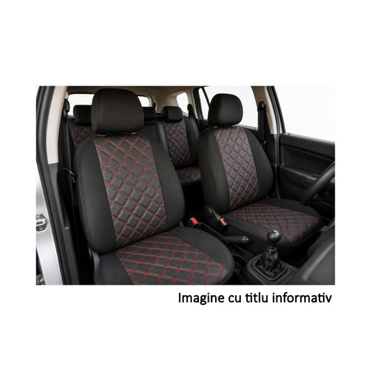Huse Scaune Auto idealSTORE compatibile Dacia Duster I Facelift 2013-2017, Spatar Bancheta Fractionat, Material Premium, Imitatie Piele, Model Romb