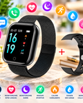 Ceas SmartWatch si Bratara Fitness IdealSTORE Tiger 70, Bratari de silicon si metal, Display de 1.45 inci, Design placut potrivit oricaror ocazii, Numeroase functii ce masoara pulsul si perioadele de sedentarism dar si timpul petrecut activ, Negru
