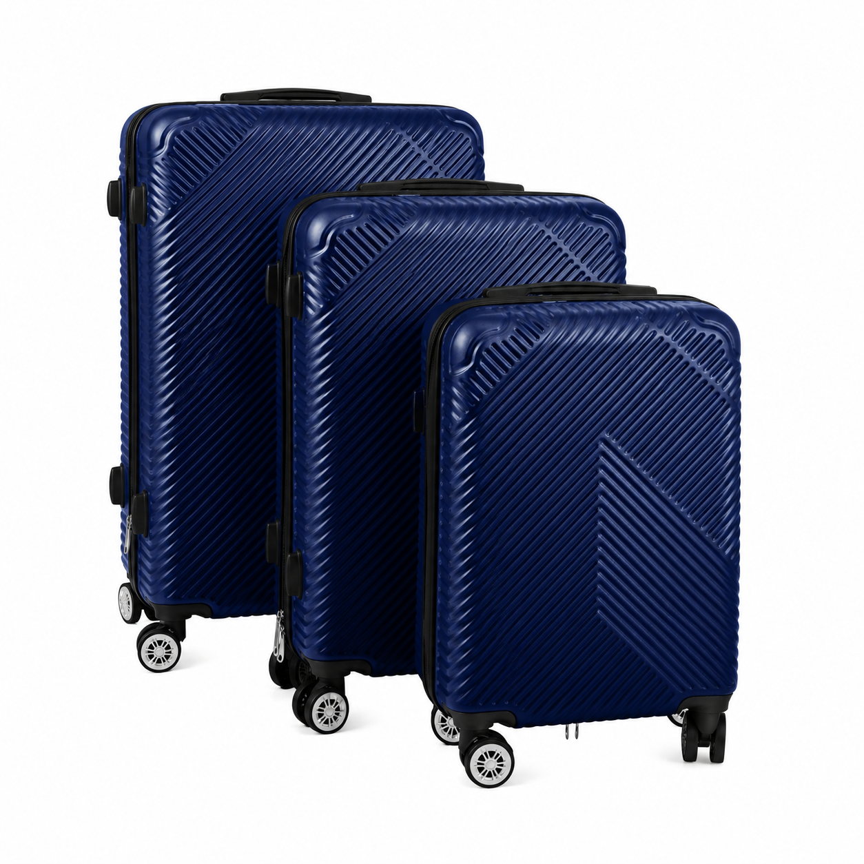 Set 3 Trolere-Valize de Calatorie idealSTORE, Mari, Medii, Mici, cu Roti Pivotante, Manere Reglabile Telescopice, Inchidere cu Cifru