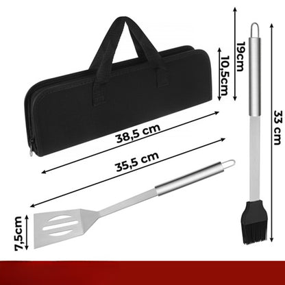 Set 3 ustensile si accesorii pentru gratar GrillMixx idealSTORE, Fabricate din otel inoxidabil, Calitate premium