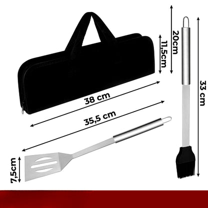 Set 5 ustensile si accesorii pentru gratar GrillMixx idealSTORE, Fabricate din otel inoxidabil