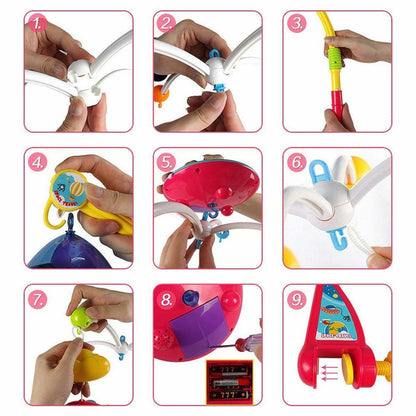 Carusel muzical cu telecomanda si proiector, Huanger Dreamful Mobile, 2 elicoptere si 2 avioane, 108 cantecele, + 0 luni