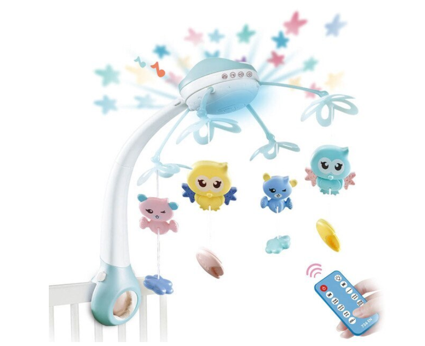 Carusel patut, muzical, cu 516 sunete, telecomanda si proiectii luminoasa, Bubu-Still, roz