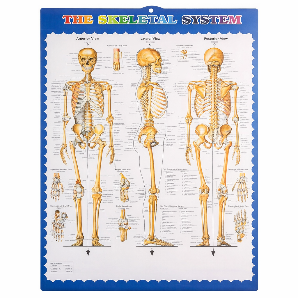 Schelet uman anatomic 180 cm idealSTORE, marime naturala 1:1 cu suport metalic si roti