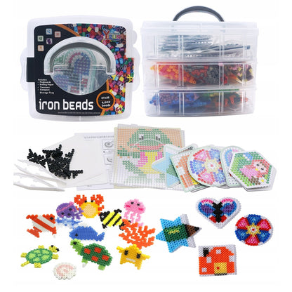 Set 6000 margele de calcat, Sabloane, 6+ ani, Multicolor