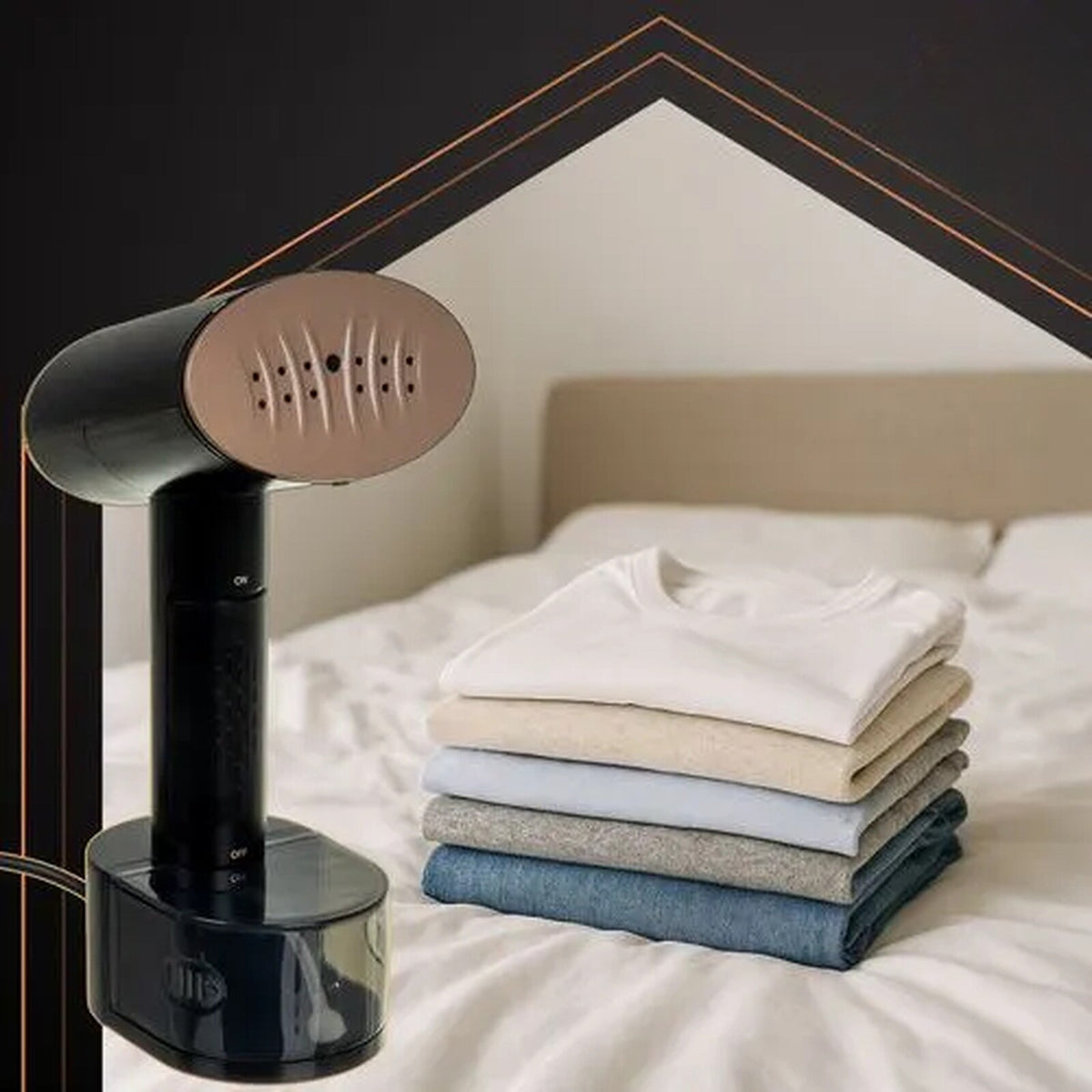 Aparat De Calcat Cu Abur idealSTORE, Putere 2000 W, Rezervor 300 ML, 3 Niveluri De Abur, Control Tactil, Calcare Verticala Si Orizontala, Oprire Automata, Accesoriu 2 in 1, Husa Inclusa
