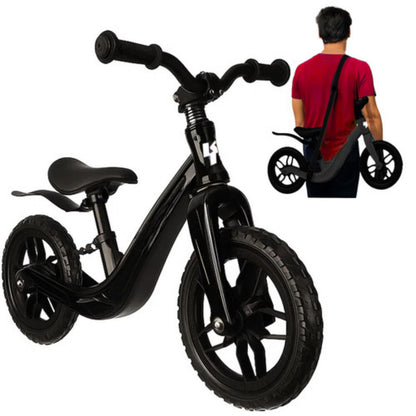 Bicicleta de echilibru fara pedale IdealStore cu roti EVA si cadru din magneziu negru