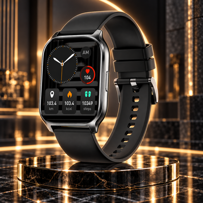 Ceas Smartwatch idealSTORE PopUP, Apel Telefonic, Hands Free, 100 Moduri Sportive, Ecran 2,02', Sunet HD, Comenzi Vocale-Siri, Redare muzica, Monitorizarea Sanatatii, Oxigenul din Sange, Mesaje si Notificari, Silicon Black