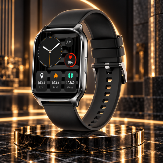 Ceas Smartwatch idealSTORE PopUP, Apel Telefonic, Hands Free, 100 Moduri Sportive, Ecran 2,02', Sunet HD, Comenzi Vocale-Siri, Redare muzica, Monitorizarea Sanatatii, Oxigenul din Sange, Mesaje si Notificari, Silicon Black