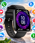 Smartwatch idealStore SportApple, Echipat cu Difuzor si Microfon, Efectuare Apeluri, Traseu GPS, mod multiSport, Senzor Ritm Cardiac, Tensiune, Nivel Oxigen, Ecran Curbat, Curea Silicon Negru