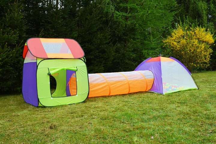 Cort 3 in 1 cu tunel, Multicolor, cu autodesfasurare, 2.5 Kg