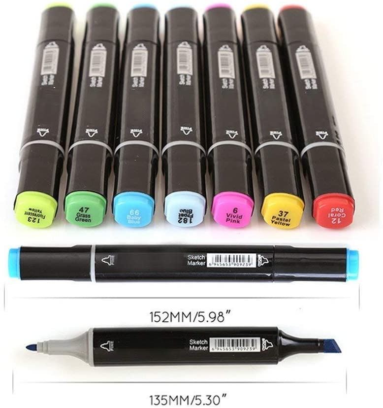 Set 40 markere BYONDSELF, 2 capete subtire si gros, 1mm si 6mm, cu geanta de depozitare, multicolore