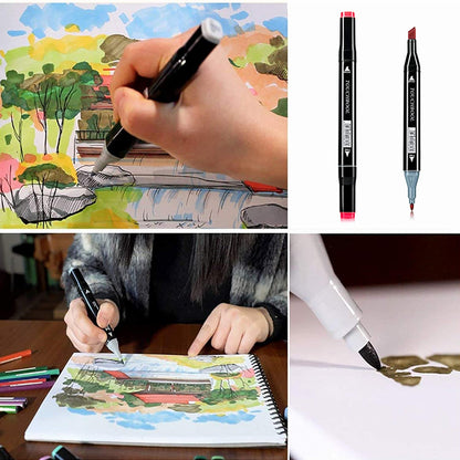 Set 40 markere BYONDSELF, 2 capete subtire si gros, 1mm si 6mm, cu geanta de depozitare, multicolore