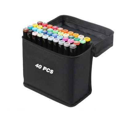 Set 40 markere BYONDSELF, 2 capete subtire si gros, 1mm si 6mm, cu geanta de depozitare, multicolore