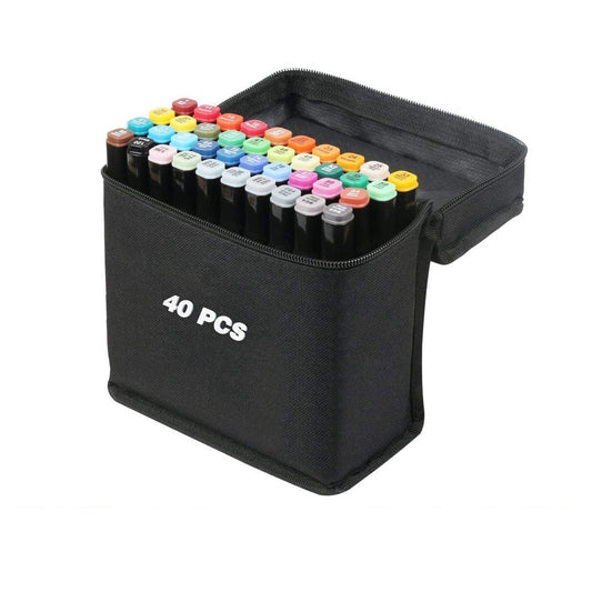 Set 40 markere BYONDSELF, 2 capete subtire si gros, 1mm si 6mm, cu geanta de depozitare, multicolore