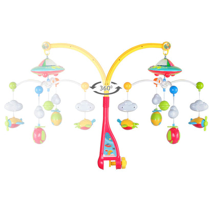 Carusel cu proiector luna si stele, muzica, telecomanda si 4 brate mobile cu jucarii atasate