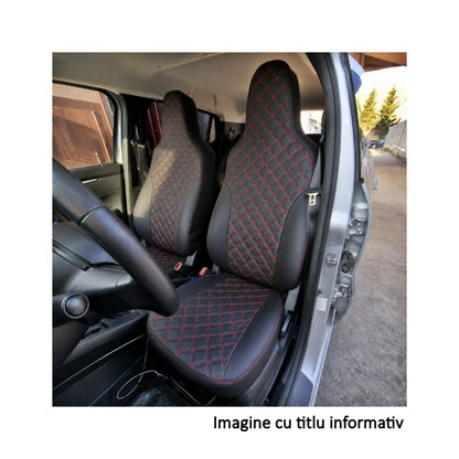Huse Scaune Auto idealSTORE compatibile Dacia Spring 2021->, Material Premium, Imitatie Piele, Model Romb