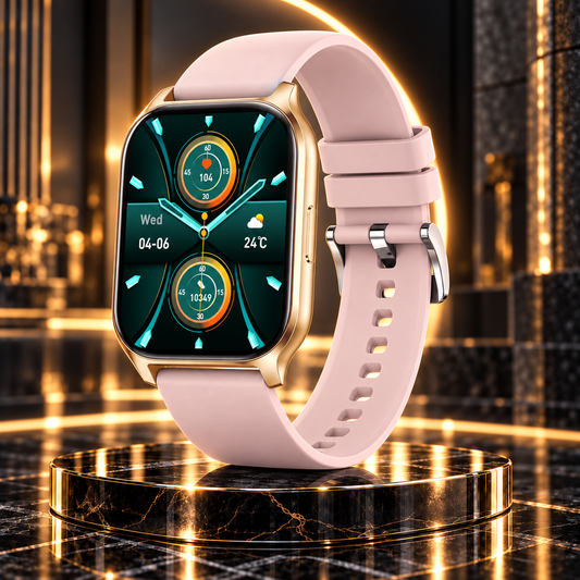 Ceas Smartwatch idealSTORE PopUP, Apel Telefonic, Hands Free, 100 Moduri Sportive, Ecran 2,02', Sunet HD, Comenzi Vocale-Siri, Redare muzica, Monitorizarea Sanatatii, Oxigenul din Sange, Mesaje si Notificari, Silicon Gold