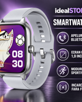 SmartWatch idealStore XiaBest, Apel Bluetooth, NFC, Asistent Vocal, urmarire GPS, Moduri sportive, Senzor Oxigen Caldura, Incarcare fara Fir, Frecventa Cardiaca, Tensiune Arteriala, Parola, Memento Menstrual, Curea Silver din Silicon