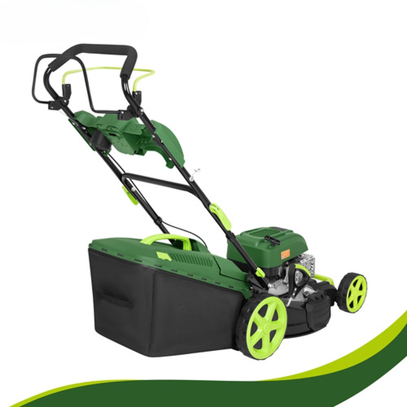 Masina de tuns gazonul pe benzina DriveXPro idealSTORE, Pornire manuala, Are 8 trepte de reglare, Autotractare 5.5 CP, Cos colector pentru iarba 60L, Latime taiere 508mm, Pornire usoara si utilizare simpla