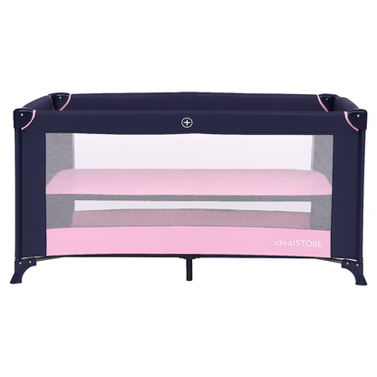 Patut Turistic Pliabil idealSTORE, Solid, Doua Etaje, Roti, Saltea Moale Pliabila, Geanta Transport