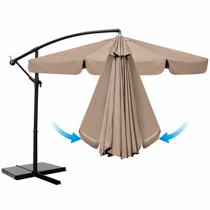 Umbrela de gradina si terasa reglabila idealSTORE, Dimensiune deschidere 3,5m, Structura metalica, Rezistenta Sporita (UV50+),Bej