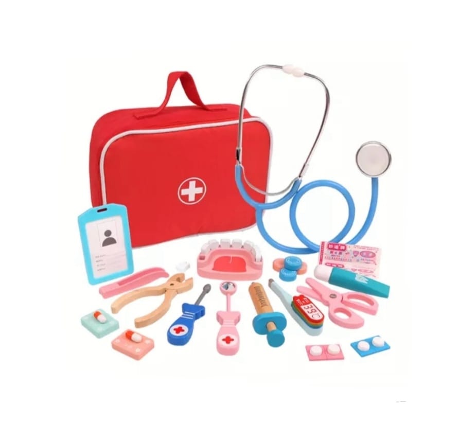 Cutie trusa de doctor , Dentist , lemn , multicolor