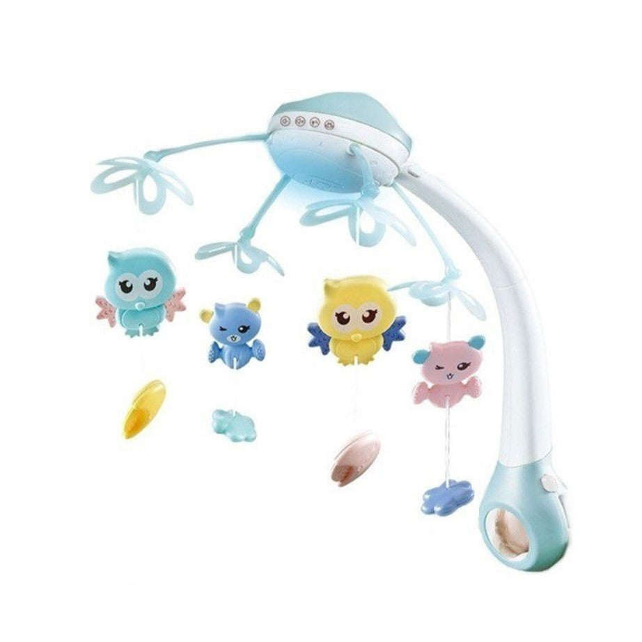 Carusel muzical cu proiector si lampa de veghe Mateytoys Albastru