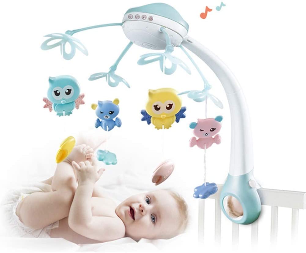 Carusel muzical cu proiector si lampa de veghe Mateytoys Albastru