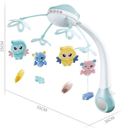 Carusel muzical cu proiector si lampa de veghe Mateytoys Albastru