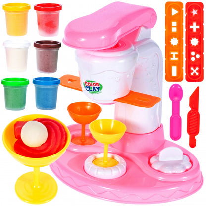 Set de creatie MalPlay, Masina de inghetata si prajituri cu 6 tuburi de plastelina non-toxic