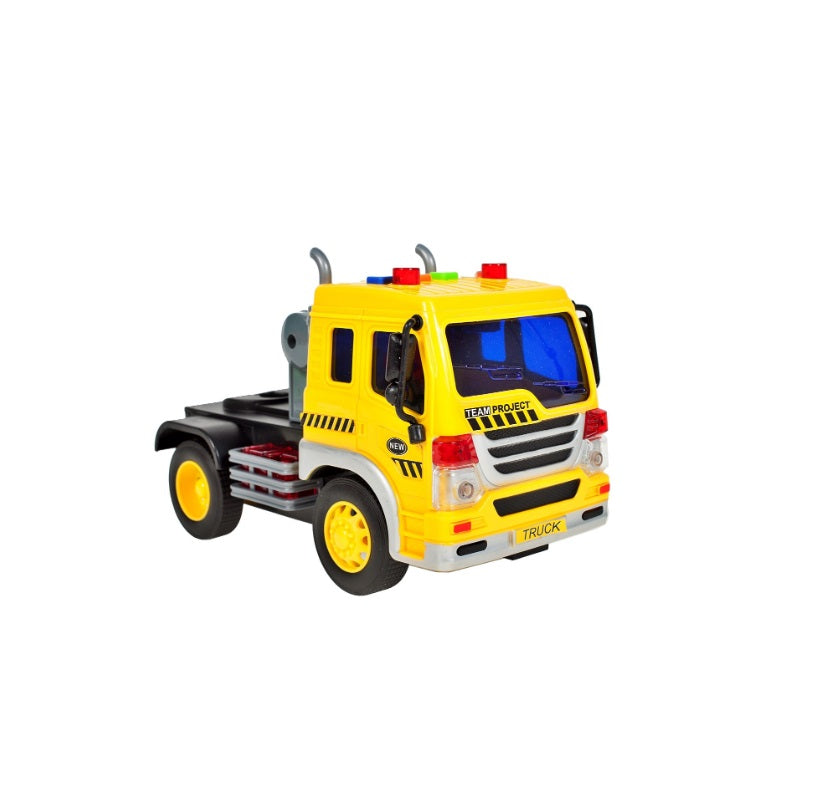 Camion cu platforma si 4 masinute incluse, cu sunete si lumini, 37 cm, MalPlay