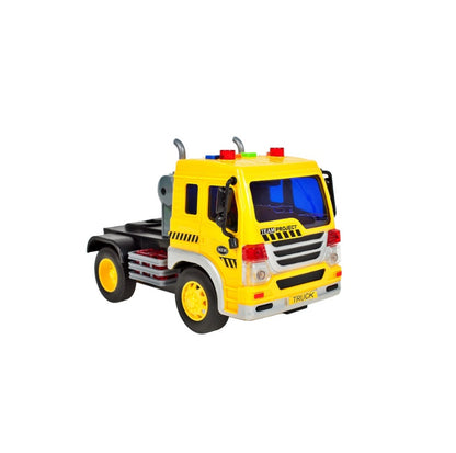 Camion cu platforma si 4 masinute incluse, cu sunete si lumini, 37 cm, MalPlay