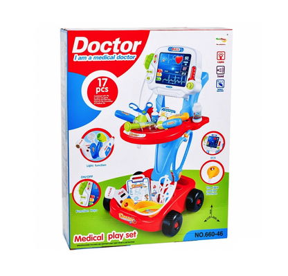 Set medical pentru baieti MalPlay, Ecograf cu sunete si lumini, accesorii incluse, Albastru