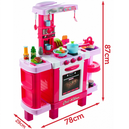 Bucatarie pentru fetite MalPLay cu electrocasnice si accesorii, lumini si sunete, inaltime 87 cm