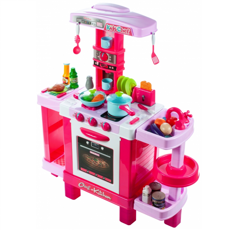 Bucatarie pentru fetite MalPLay cu electrocasnice si accesorii, lumini si sunete, inaltime 87 cm