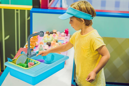 Chiuveta pentru bucatarie MalPlay, pentru copii cu accesorii, albastru